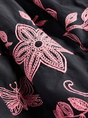 Black/Pink Embroidered One Shoulder Ruffle Summer Dress - Image 9 of 9