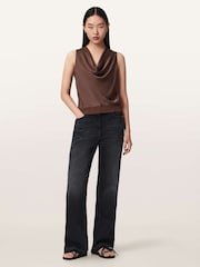 AllSaints Brown Zoey Cowl Top - Image 2 of 6