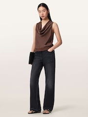 AllSaints Brown Zoey Cowl Top - Image 5 of 6