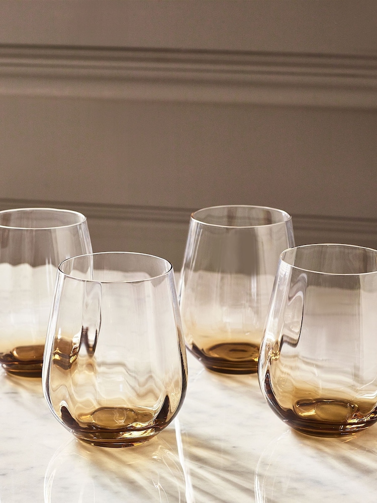 Set of 4 Natural Kya Smoked Tapered Tumblers - Image 1 of 4 Set of 4 Natural Kya Smoked Tapered Tumblers - Image 1 of 4