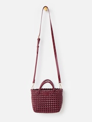 Oliver Bonas Red Kitty Burgundy Braided Cross-Body Bag - Image 1 of 6