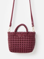 Oliver Bonas Red Kitty Burgundy Braided Cross-Body Bag - Image 3 of 6