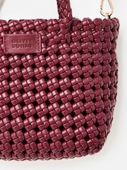 Oliver Bonas Red Kitty Burgundy Braided Cross-Body Bag - Image 6 of 6