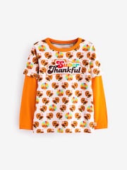 Little Bird by Jools Oliver Brown/Orange Long Sleeve Colourful T-Shirt - Image 1 of 7