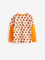 Little Bird by Jools Oliver Brown/Orange Long Sleeve Colourful T-Shirt - Image 2 of 7
