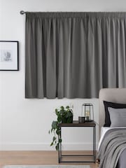 Grey Charcoal Cotton Blackout/Thermal Pencil Pleat Curtains - Image 4 of 6