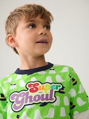 Little Bird by Jools Oliver Green Ghosts Long Sleeve Colourful Halloween T-Shirt - Image 3 of 8