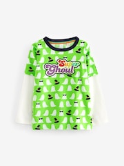 Little Bird by Jools Oliver Green Ghosts Long Sleeve Colourful Halloween T-Shirt - Image 4 of 8
