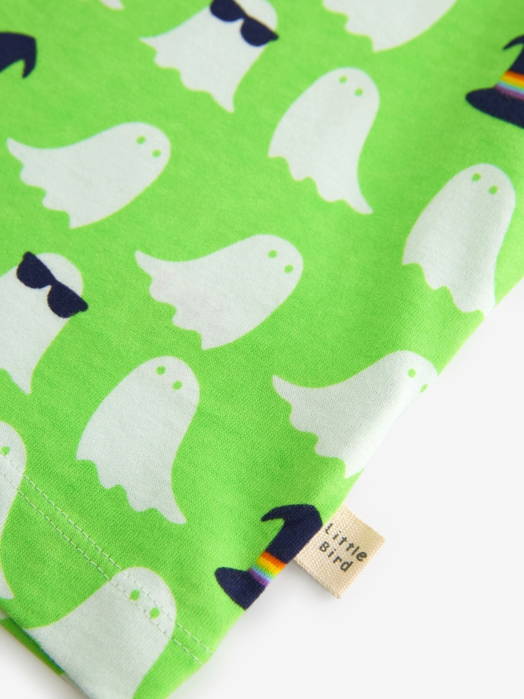 Little Bird by Jools Oliver Green Ghosts Long Sleeve Colourful Halloween T-Shirt - Image 8 of 8