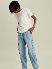 Bleach Wash 100% Cotton Denim Multipocket Cargo Jeans (3-16yrs) - Image 2 of 7