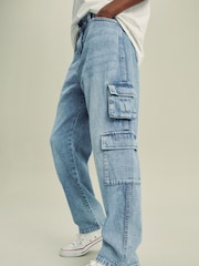 Bleach Wash 100% Cotton Denim Multipocket Cargo Jeans (3-16yrs) - Image 3 of 7