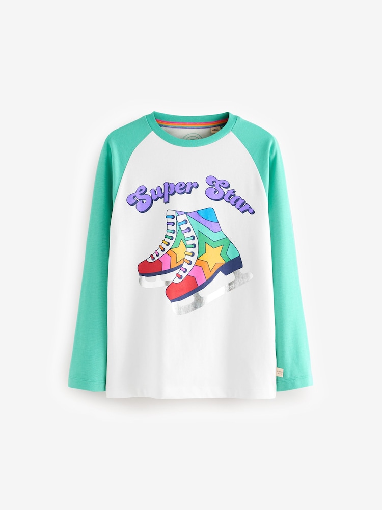 Little Bird by Jools Oliver Turquoise Blue 100% Cotton Long Sleeved T-Shirt - Image 1 of 6