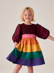 Little Bird by Jools Oliver Multi Colourful Rainbow Striped Ocassion Dress - Image 1 of 7