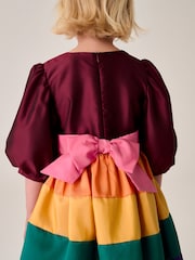 Little Bird by Jools Oliver Multi Colourful Rainbow Striped Ocassion Dress - Image 3 of 7