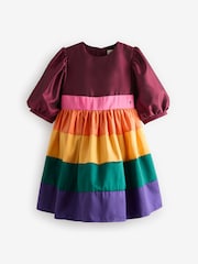 Little Bird by Jools Oliver Multi Colourful Rainbow Striped Ocassion Dress - Image 6 of 7