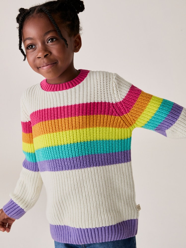 Little Bird by Jools Oliver Colourful Knitted 100% Cotton Jumper - Imagen 1 de 7