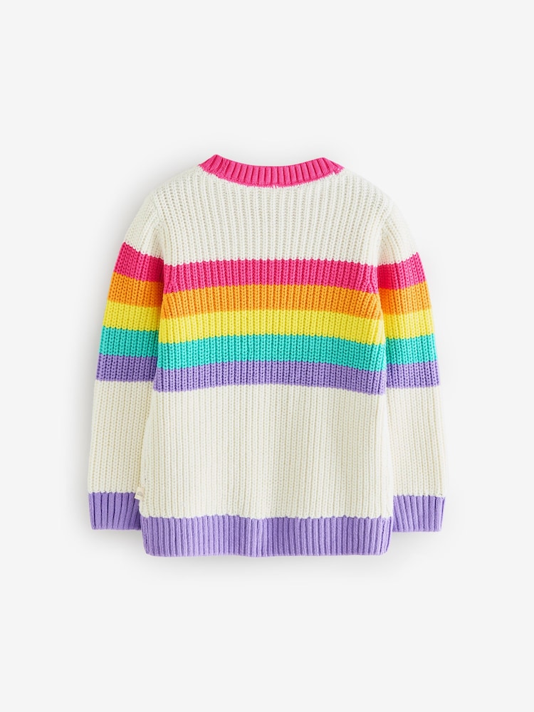 Little Bird by Jools Oliver Colourful Knitted 100% Cotton Jumper - Image 6 of 7