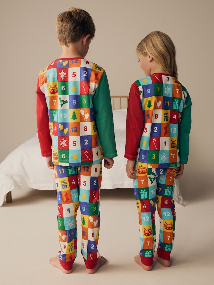 Little Bird by Jools Oliver Multi Childrens Colourful Christmas Advent Calendar Pyjamas - Image 2 of 8