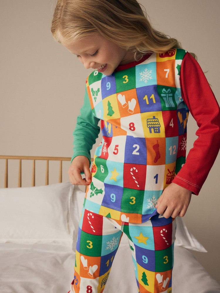 Little Bird by Jools Oliver Multi Childrens Colourful Christmas Advent Calendar Pyjamas - Image 8 of 8