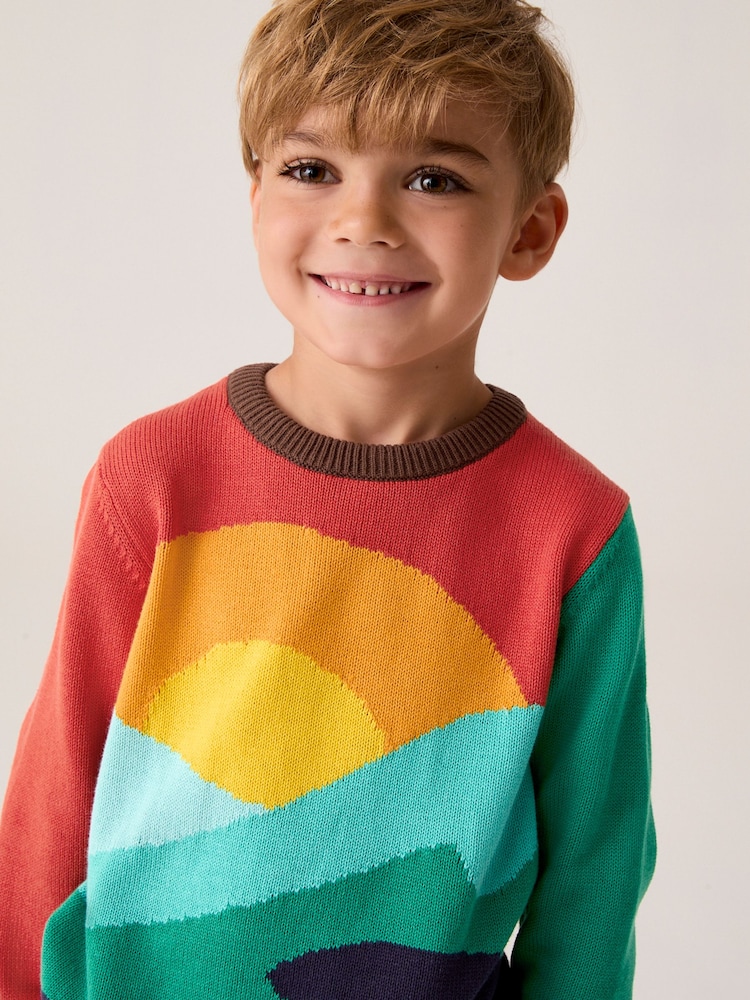 Little Bird by Jools Oliver Multi Colourful Knitted 100% Cotton Jumper - Image 1 of 7