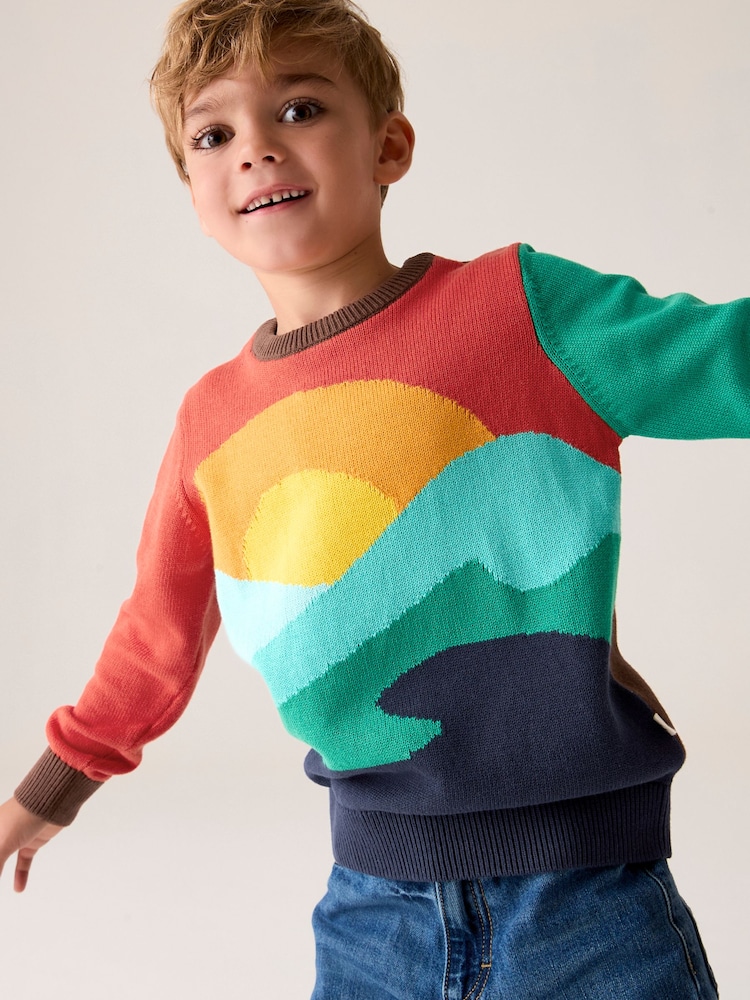 Little Bird by Jools Oliver Multi Colourful Knitted 100% Cotton Jumper - Image 2 of 7