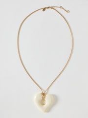 Oliver Bonas Cream Heart Pendant Necklace - Image 1 of 2