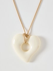 Oliver Bonas Cream Heart Pendant Necklace - Image 2 of 2