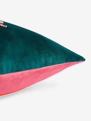 Teal Blue 50 x 30cm Boujee Beaded Cushion - Image 2 of 4