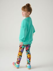 Little Bird by Jools Oliver Turquoise Blue Colorful 100% Cotton Sweat Top and Leggings Set - Image 2 of 8