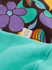 Little Bird by Jools Oliver Turquoise Blue Colorful 100% Cotton Sweat Top and Leggings Set - Image 8 of 8