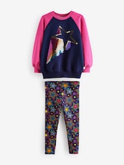 Little Bird by Jools Oliver Pink Colorful Sweatshirt and Leggings Set - Image 5 of 8