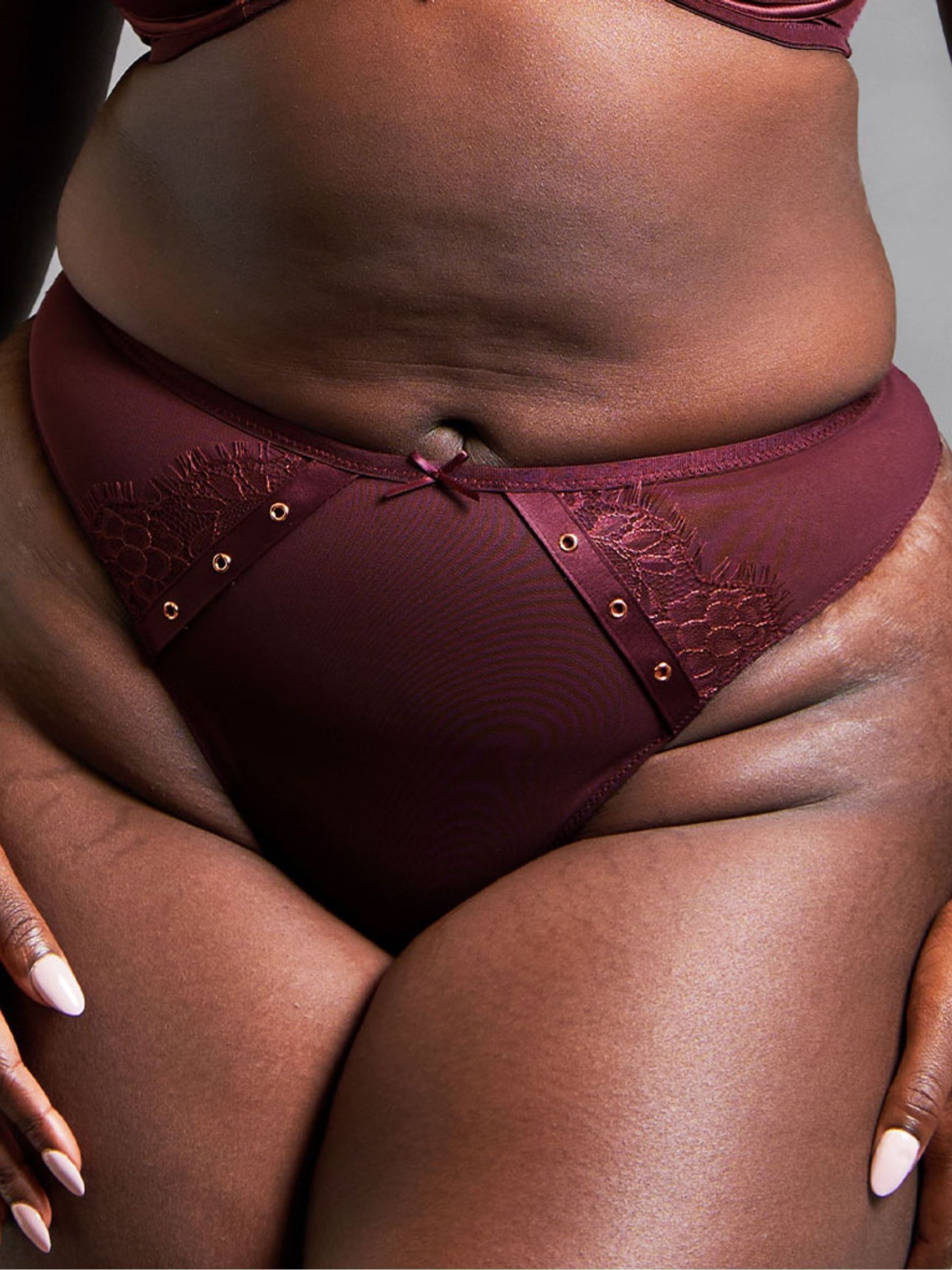 Scantilly Laced Up High Waist Thong Merlot / 2XL - Image 3