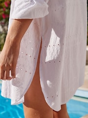 Blanco - Prenda playera larga de algodón 100 % - Imagen 7 de 9