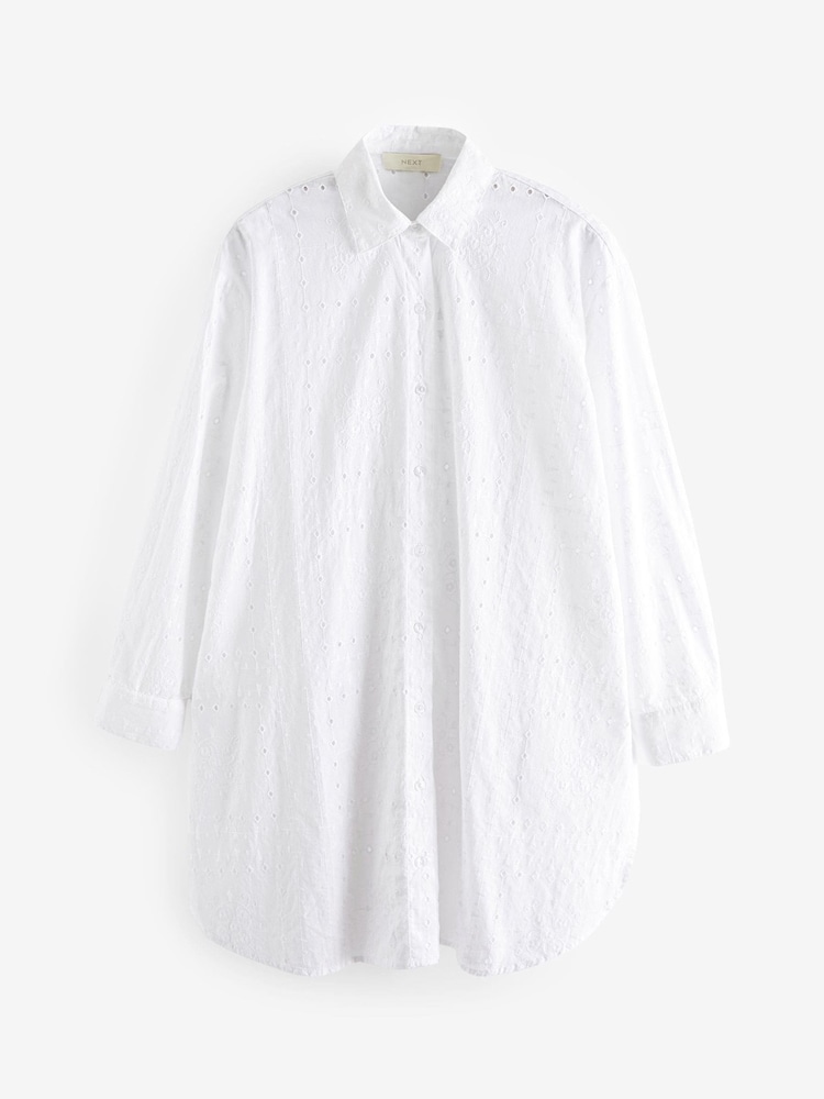 Blanco - Prenda playera larga de algodón 100 % - Imagen 9 de 9