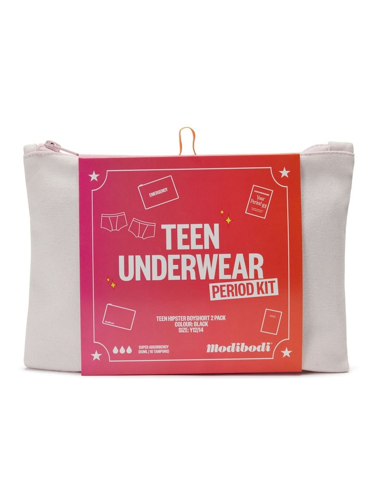 ModiBodi Black Period- Teen Underwear Period Kit with Hipster Boyshort Super 2 Pack - Image 2 of 7 ModiBodi Black Period- Teen Underwear Period Kit with Hipster Boyshort Super 2 Pack - Image 2 of 7