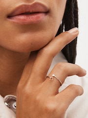 Sterling Silver & Rose Gold Plated Heart Open Twist Ring - Image 3 of 3