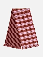 Oliver Bonas Pink Checked Reversible Knitted Scarf - Image 3 of 5