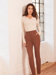 Rust Brown Tailored Skinny Trousers - Image 2 of 6
