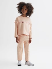 Reiss Pink Mina 9-14 yrs Drawstring Front Seam Joggers - Image 3 of 6