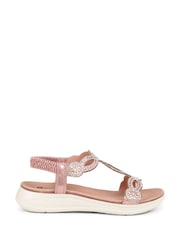 Pavers Pink Pavers Grey Embellished Flatform Sandals - Image 1 of 4
