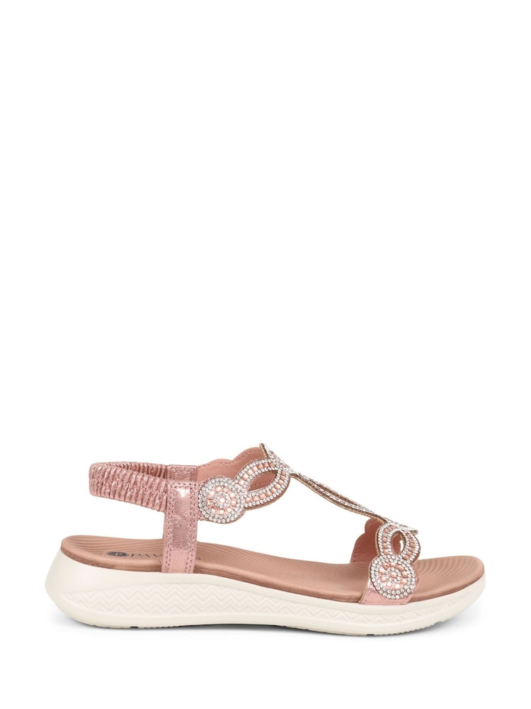 Pavers Pink Pavers Grey Embellished Flatform Sandals - Image 1 of 4