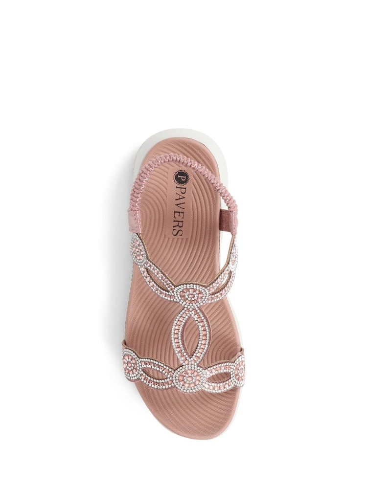 Pavers Pink Pavers Grey Embellished Flatform Sandals - Image 4 of 4