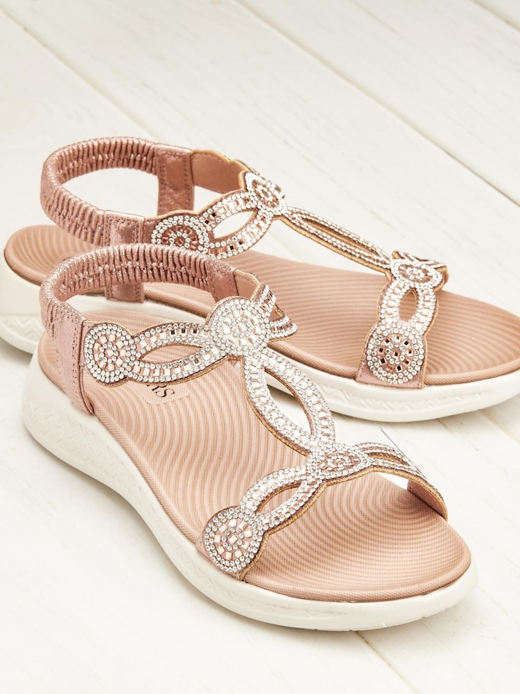 Pavers Pink Pavers Grey Embellished Flatform Sandals - Image 6 of 6