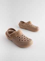 Mink Brown Womens Faux Fur Lined Clogs Slippers - Image 3 of 7
