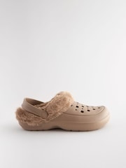 Mink Brown Womens Faux Fur Lined Clogs Slippers - Image 4 of 7