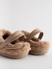 Mink Brown Womens Faux Fur Lined Clogs Slippers - Image 5 of 7