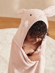 MORI Pink Bunny Organic Cotton Super Soft Kids Hooded Towel - Image 1 of 4