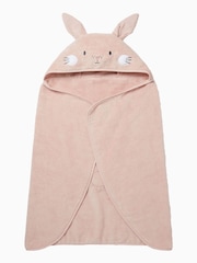MORI Pink Bunny Organic Cotton Super Soft Kids Hooded Towel - Image 2 of 4