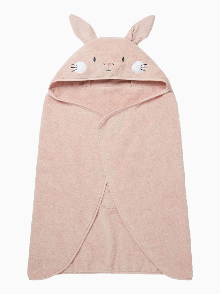 MORI Pink Bunny Organic Cotton Super Soft Kids Hooded Towel - Image 2 of 4