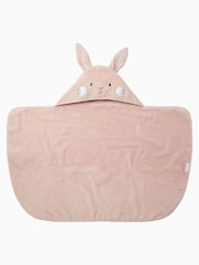 MORI Pink Bunny Organic Cotton Super Soft Kids Hooded Towel - Image 3 of 4
